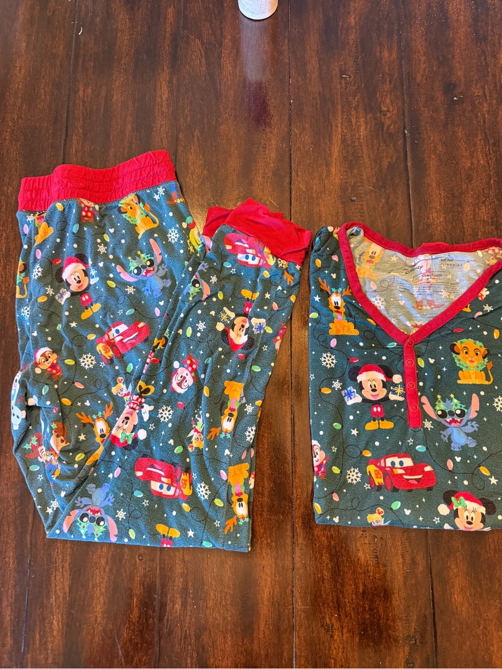 Little Sleepies Green & Red Holiday Character Pajama Set